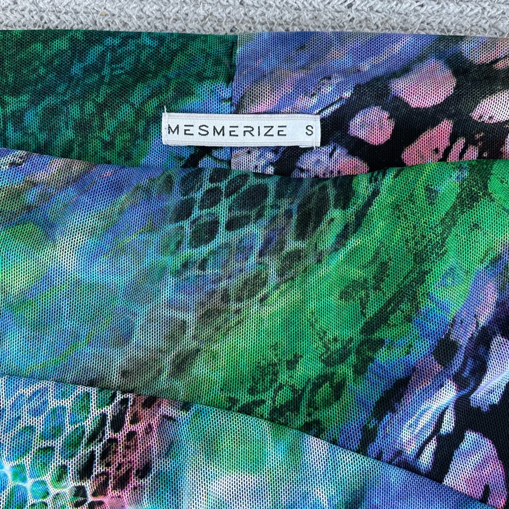 Vintage Y2K Mesmerize Emerald Green Low Rise Stretch Mesh Maxi Skirt Sz S - Picture 5 of 12